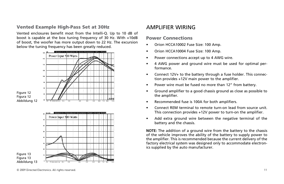 Amplifier wiring, 6ented, 0ower | Orion Car Audio HCCA COMPETITION HCCA10002 User Manual | Page 12 / 126