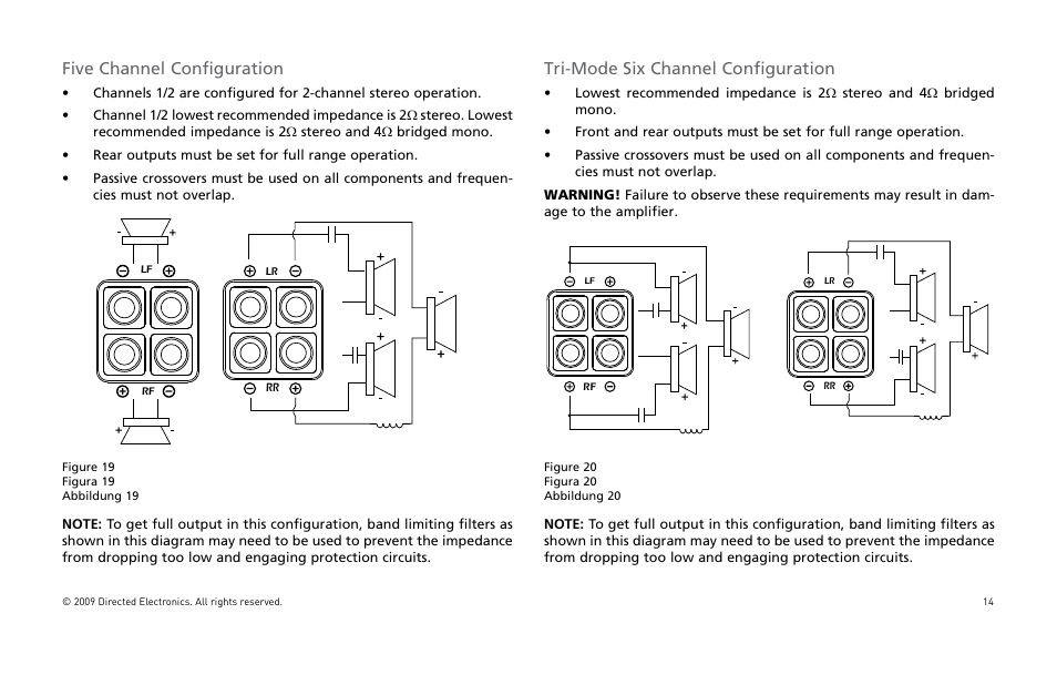 Five channel configuration, Tri-mode six channel configuration | Orion Car Audio HCCA COMPETITION HCCA10002 User Manual | Page 15 / 126