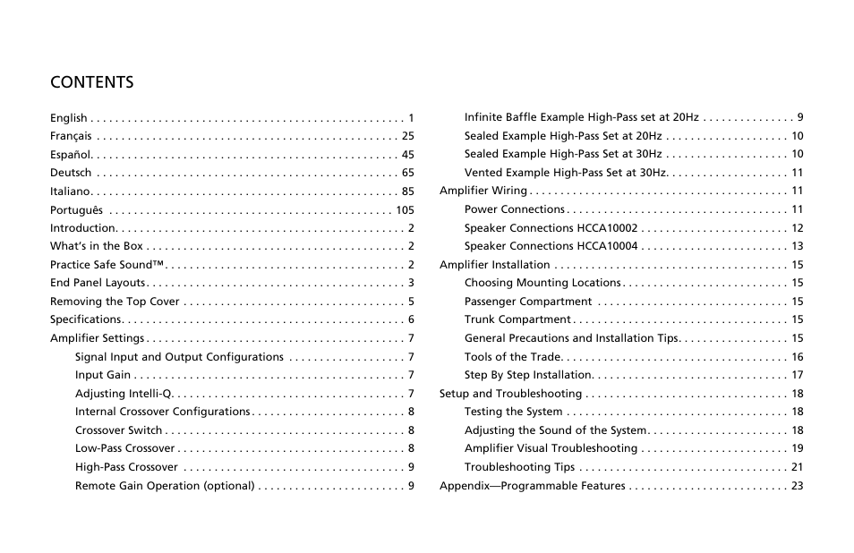Orion Car Audio HCCA COMPETITION HCCA10002 User Manual | Page 2 / 126