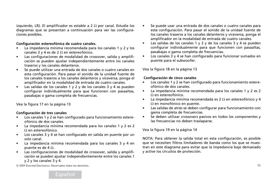 Español | Orion Car Audio HCCA COMPETITION HCCA10002 User Manual | Page 54 / 126