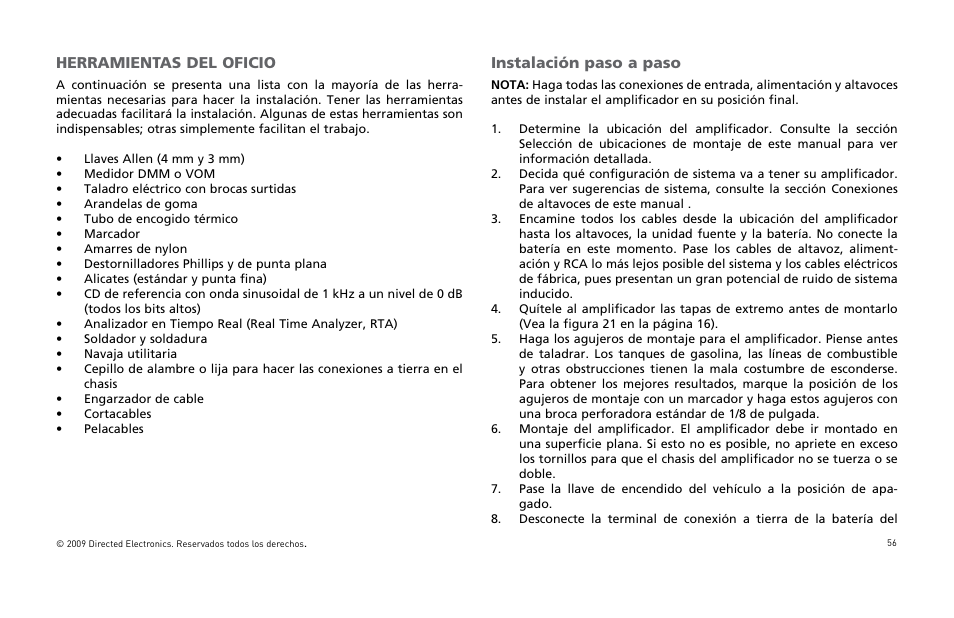 Nstalaciøn | Orion Car Audio HCCA COMPETITION HCCA10002 User Manual | Page 57 / 126