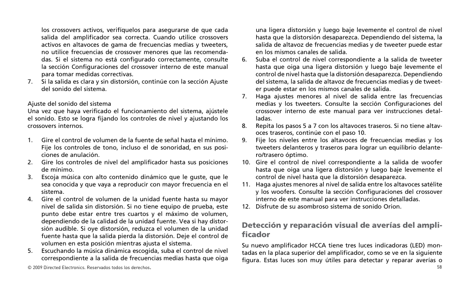 Etecciøn | Orion Car Audio HCCA COMPETITION HCCA10002 User Manual | Page 59 / 126