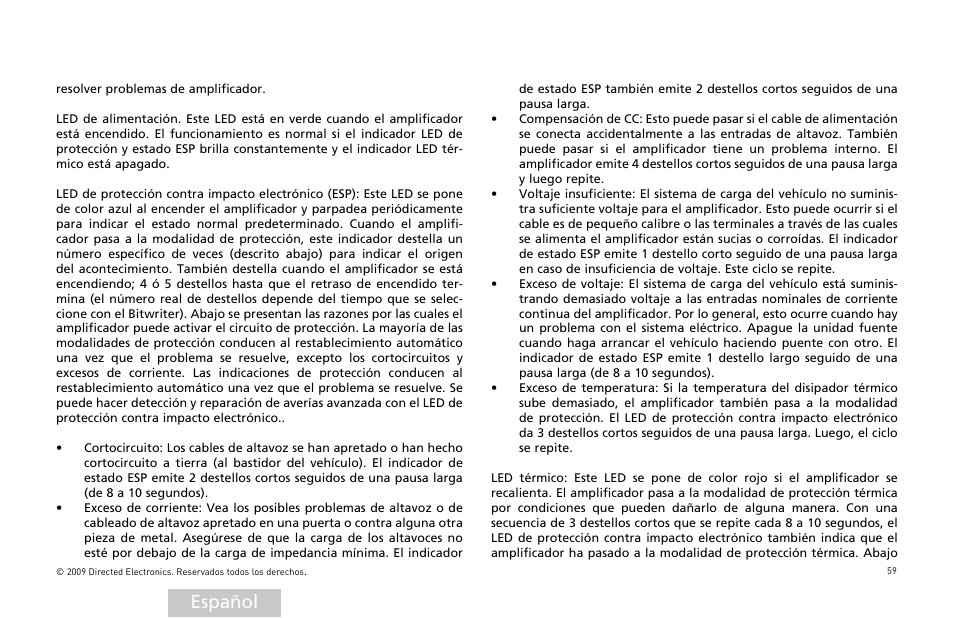 Español | Orion Car Audio HCCA COMPETITION HCCA10002 User Manual | Page 60 / 126