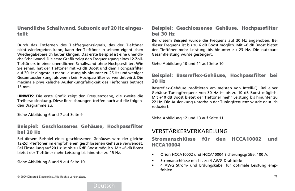 Deutsch, Verstärkerverkabelung | Orion Car Audio HCCA COMPETITION HCCA10002 User Manual | Page 72 / 126