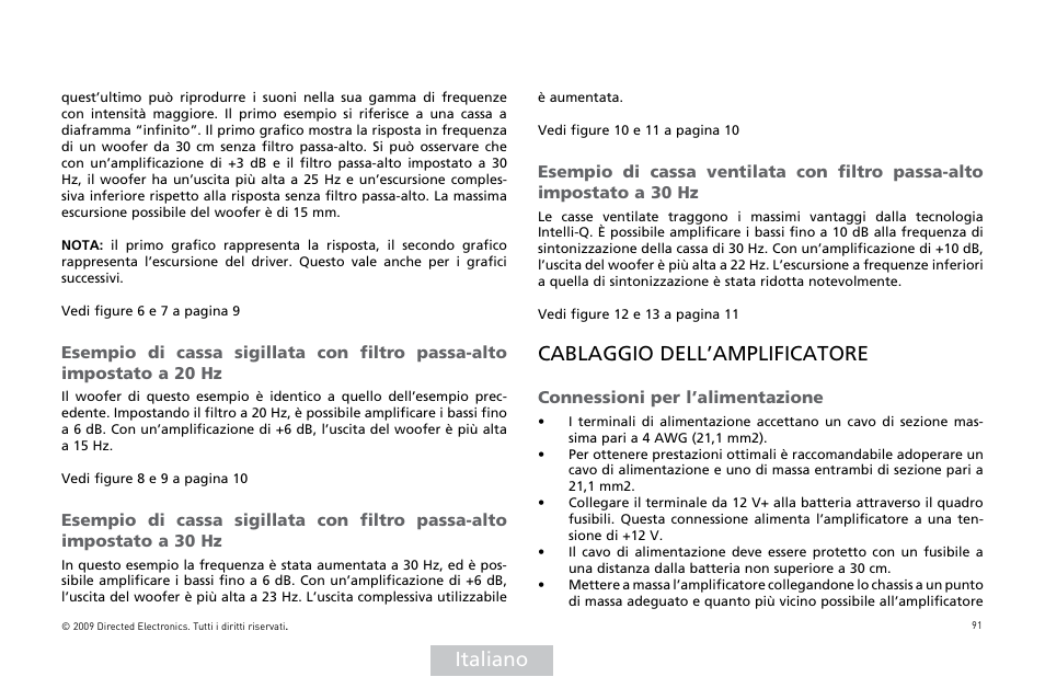 Italiano, Cablaggio dell’amplificatore | Orion Car Audio HCCA COMPETITION HCCA10002 User Manual | Page 92 / 126