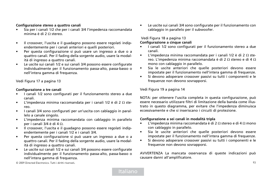 Italiano | Orion Car Audio HCCA COMPETITION HCCA10002 User Manual | Page 94 / 126