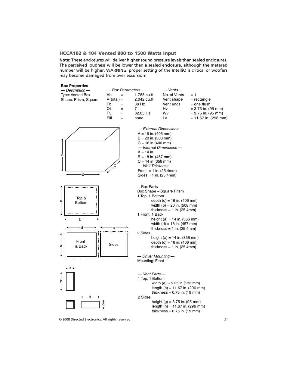 Orion Car Audio HCCA COMPETITION HCCA154 User Manual | Page 22 / 94