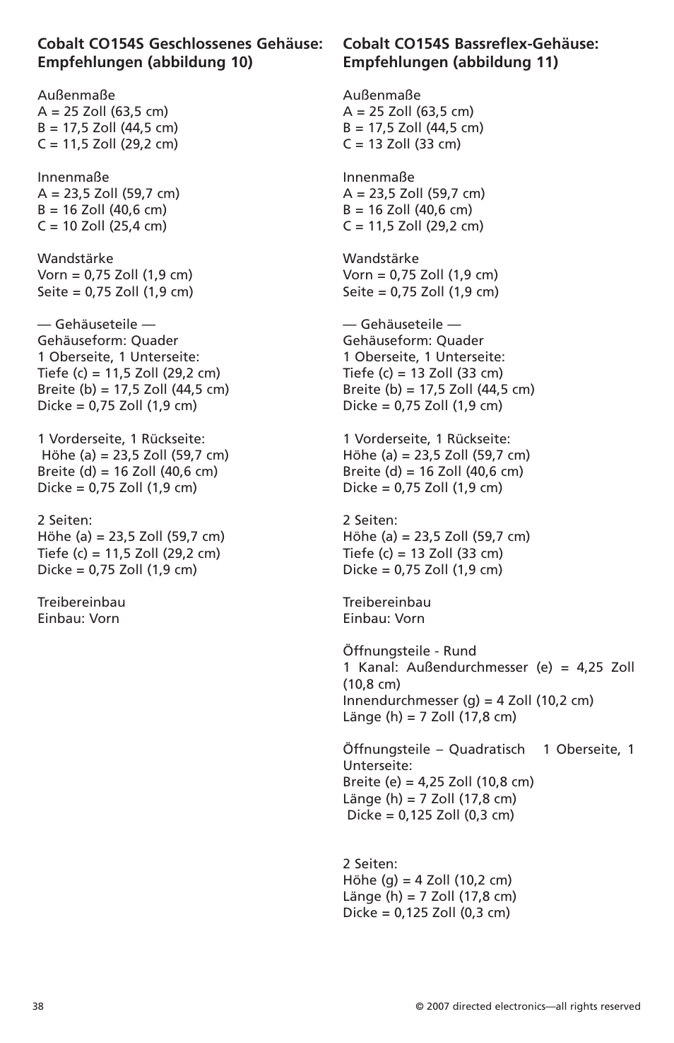 Orion Car Audio Cobalt CO154S User Manual | Page 36 / 52