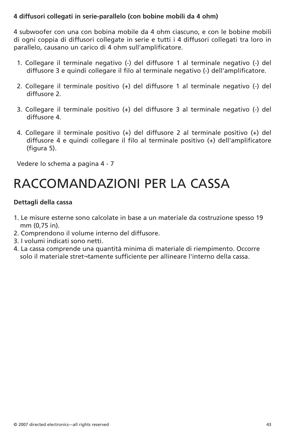 Raccomandazioni per la cassa | Orion Car Audio Cobalt CO154S User Manual | Page 40 / 52