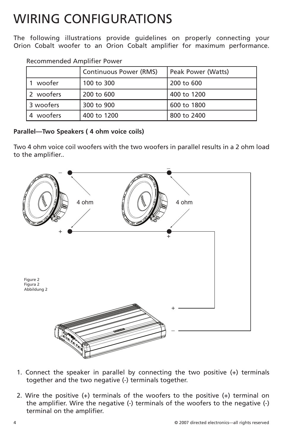 Wiring configurations | Orion Car Audio Cobalt CO154S User Manual | Page 5 / 52