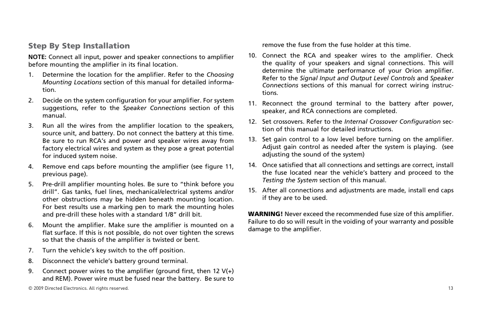 Step by step installation | Orion Car Audio XTR15001 User Manual | Page 14 / 100