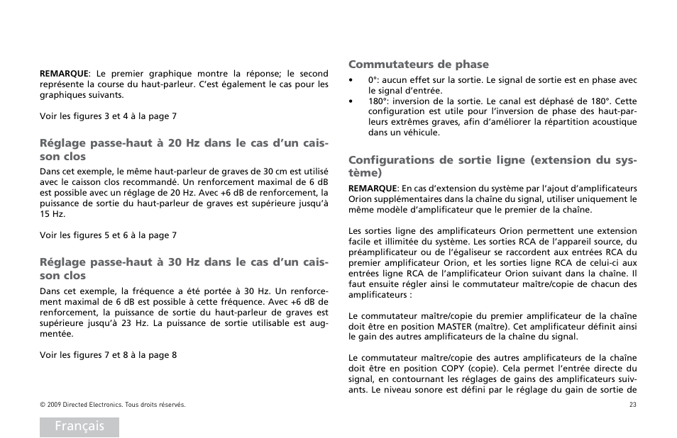 Français | Orion Car Audio XTR15001 User Manual | Page 24 / 100