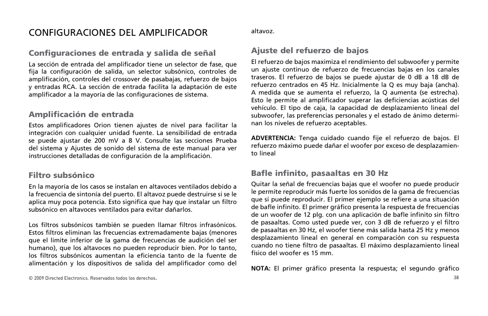 Configuraciones del amplificador | Orion Car Audio XTR15001 User Manual | Page 39 / 100