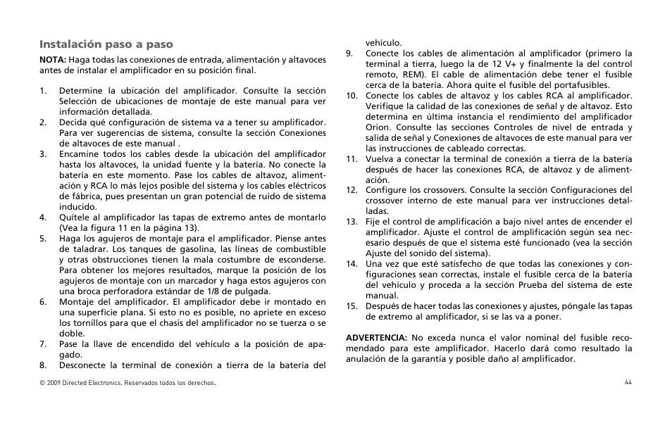 Instalación paso a paso | Orion Car Audio XTR15001 User Manual | Page 45 / 100