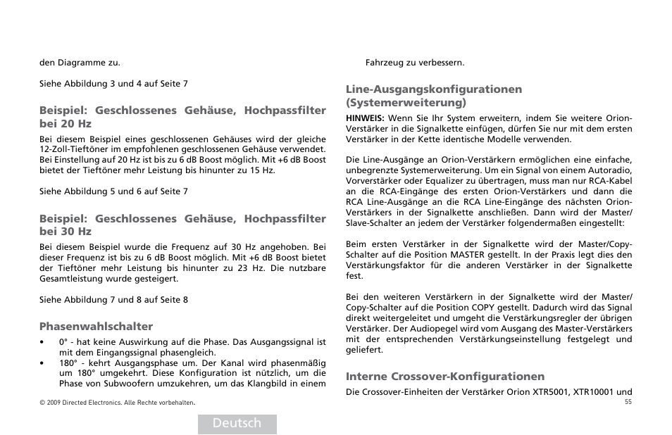 Deutsch | Orion Car Audio XTR15001 User Manual | Page 56 / 100