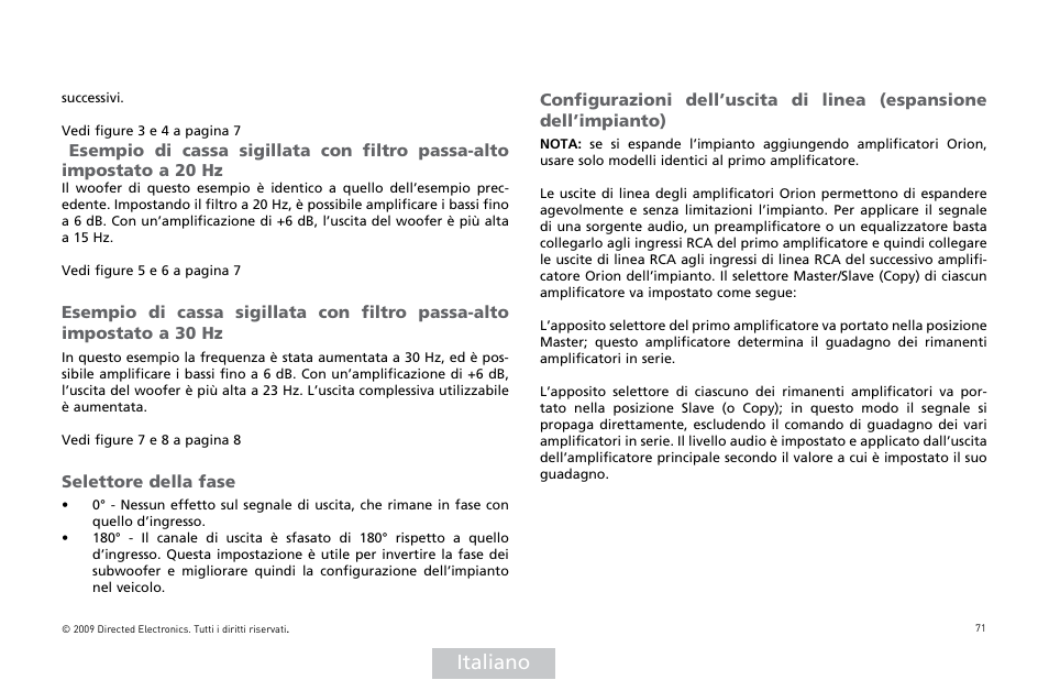 Italiano | Orion Car Audio XTR15001 User Manual | Page 72 / 100