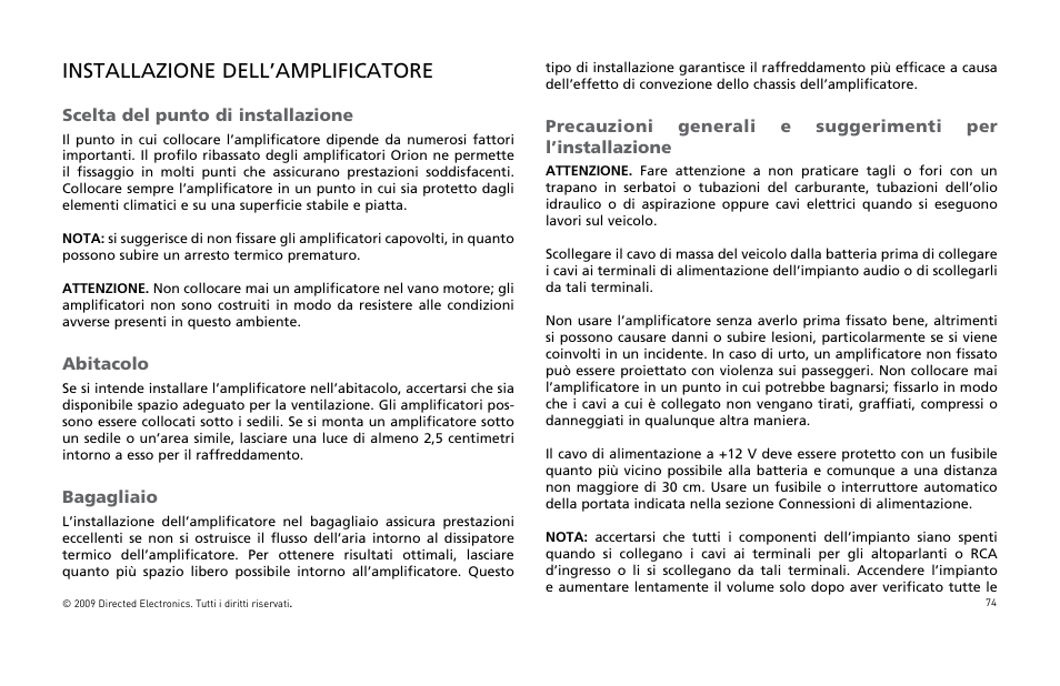 Installazione dell’amplificatore | Orion Car Audio XTR15001 User Manual | Page 75 / 100