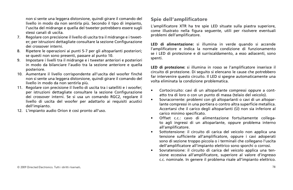 Spie dell’amplificatore | Orion Car Audio XTR15001 User Manual | Page 79 / 100