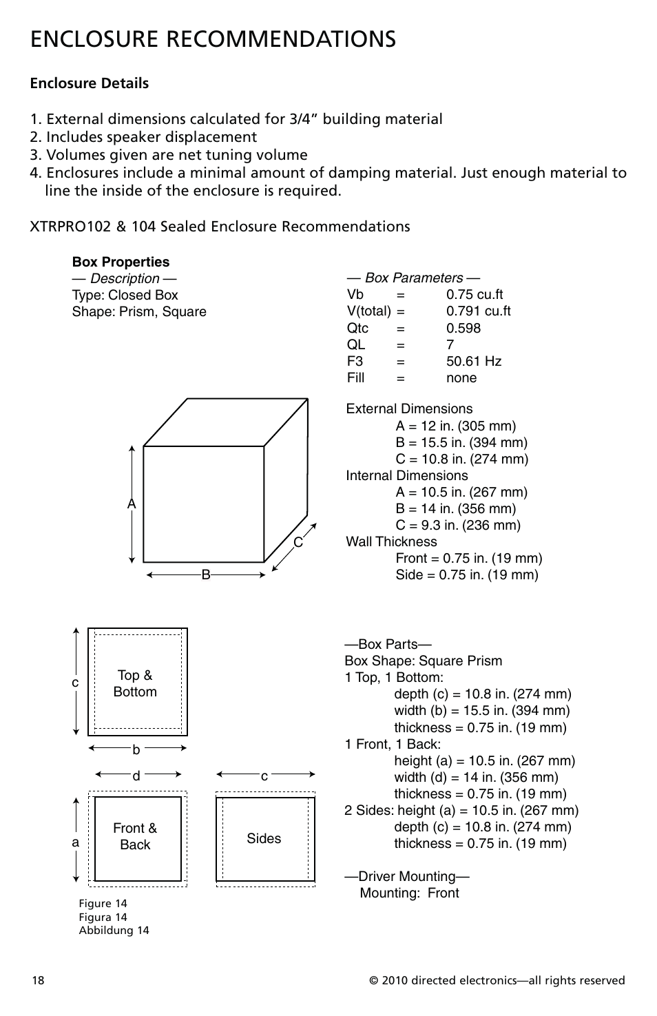 Enclosure recommendations | Orion Car Audio XTRPRO154 User Manual | Page 19 / 78