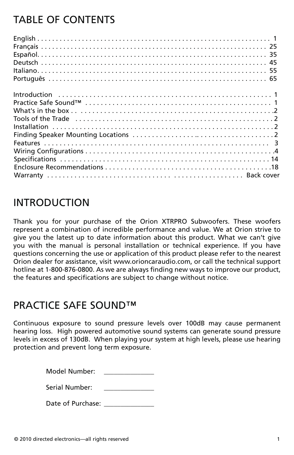 Orion Car Audio XTRPRO154 User Manual | Page 2 / 78