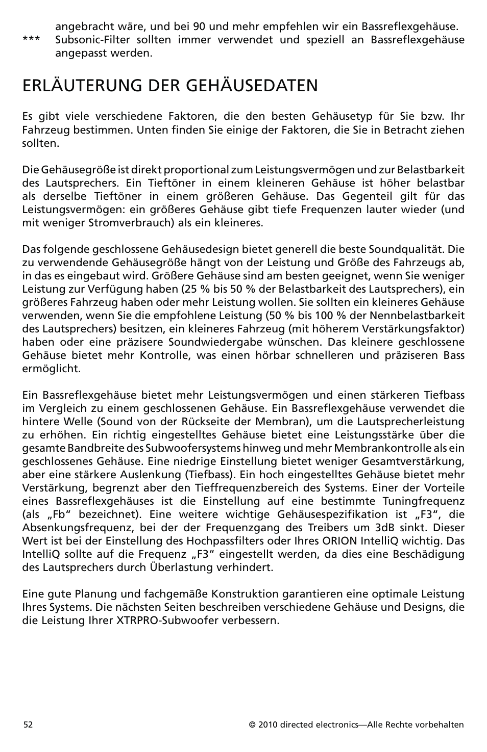 Erläuterung der gehäusedaten | Orion Car Audio XTRPRO154 User Manual | Page 53 / 78