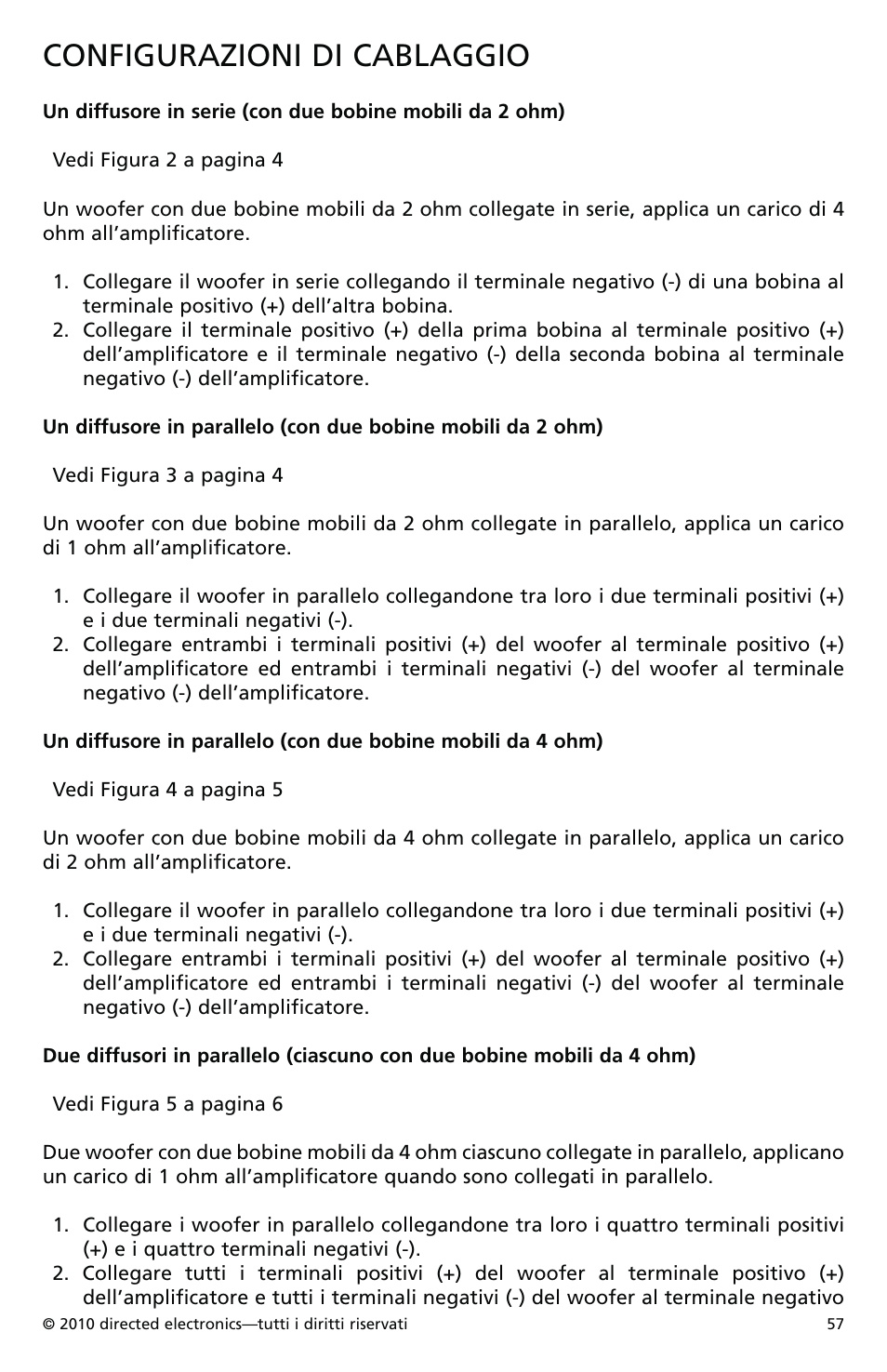 Configurazioni di cablaggio | Orion Car Audio XTRPRO154 User Manual | Page 58 / 78