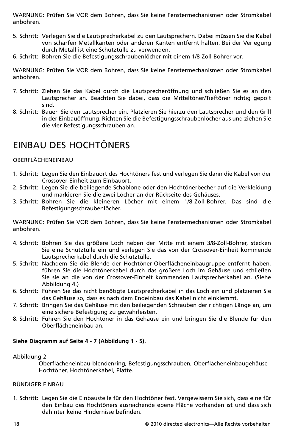 Einbau des hochtöners | Orion Car Audio HCCA52 User Manual | Page 19 / 30