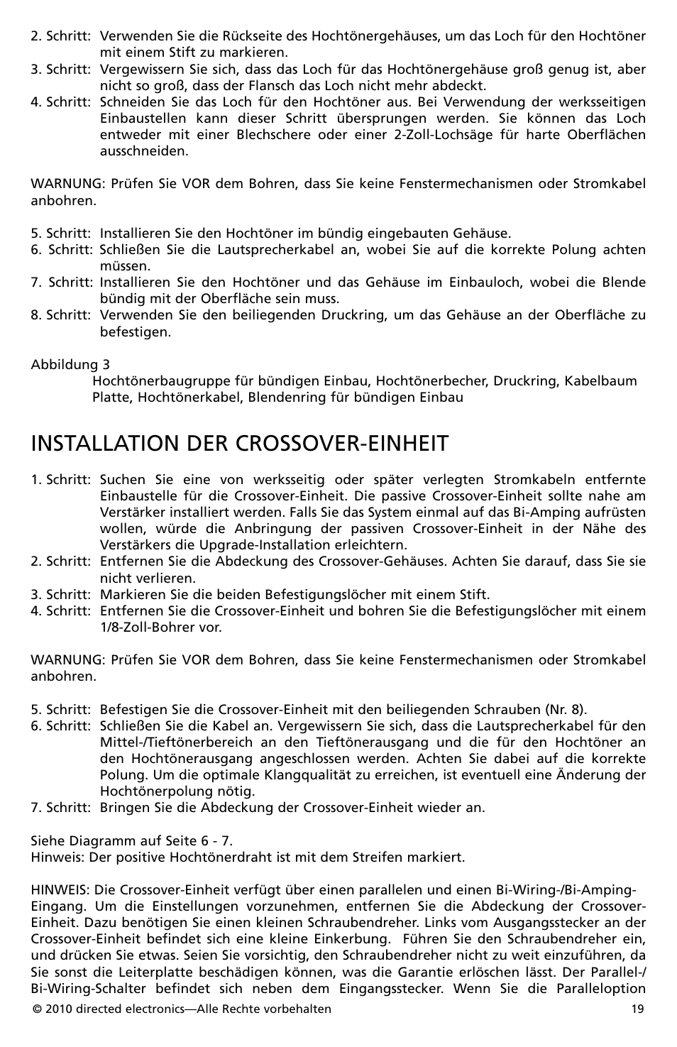 Installation der crossover-einheit | Orion Car Audio HCCA52 User Manual | Page 20 / 30