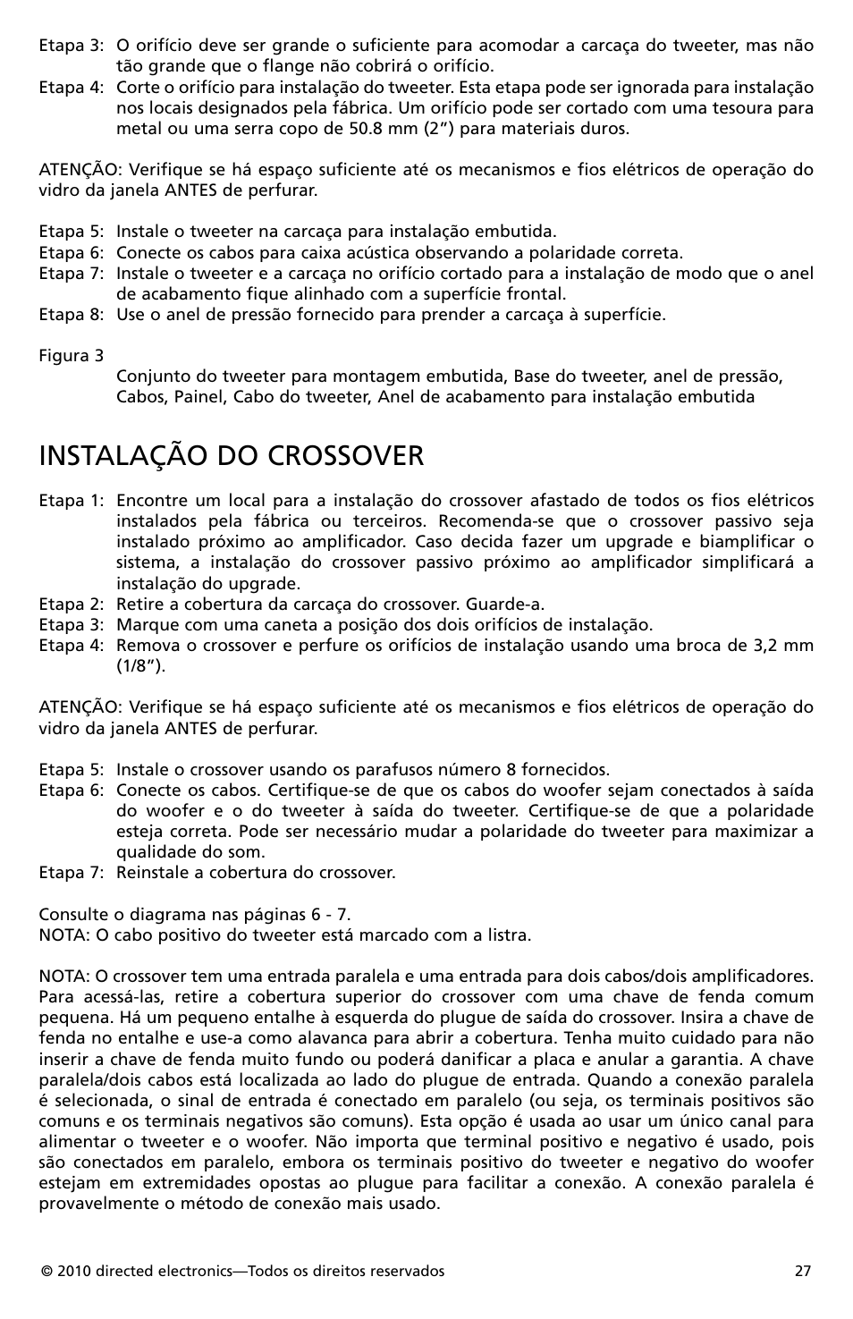 Instalação do crossover | Orion Car Audio HCCA52 User Manual | Page 28 / 30