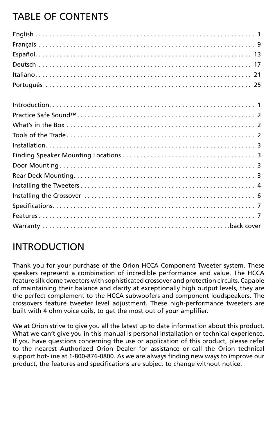 Orion Car Audio HCCA1002 User Manual | Page 2 / 30
