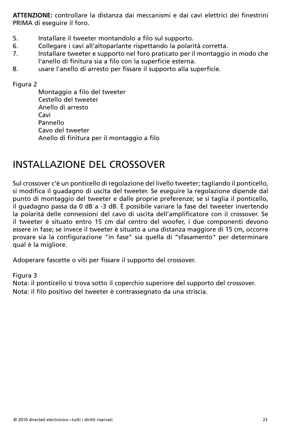 Installazione del crossover | Orion Car Audio HCCA1002 User Manual | Page 24 / 30