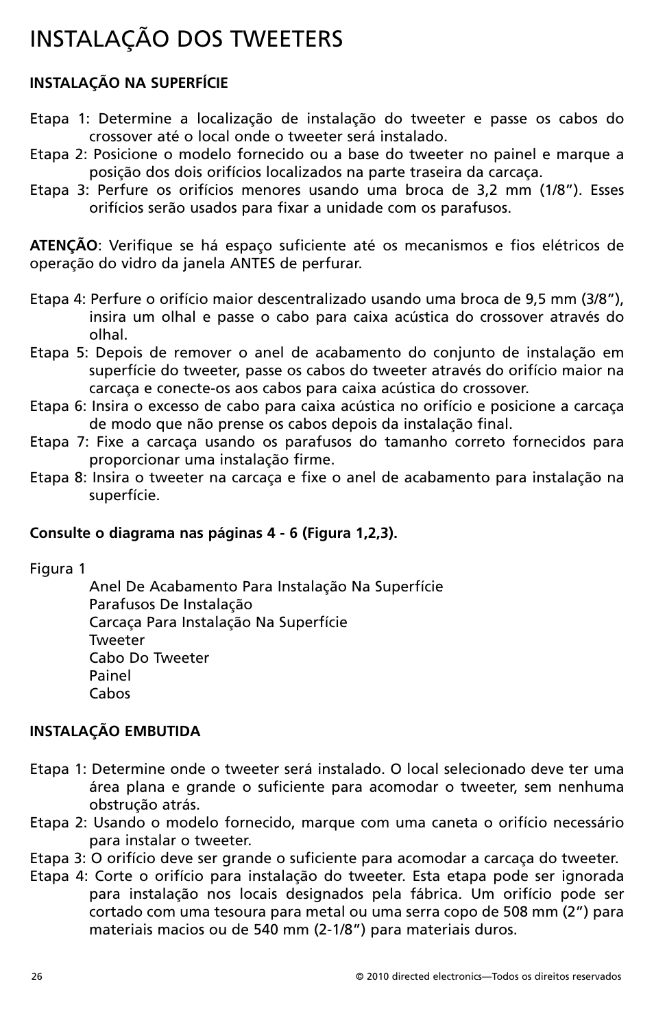 Instalação dos tweeters | Orion Car Audio HCCA1002 User Manual | Page 27 / 30