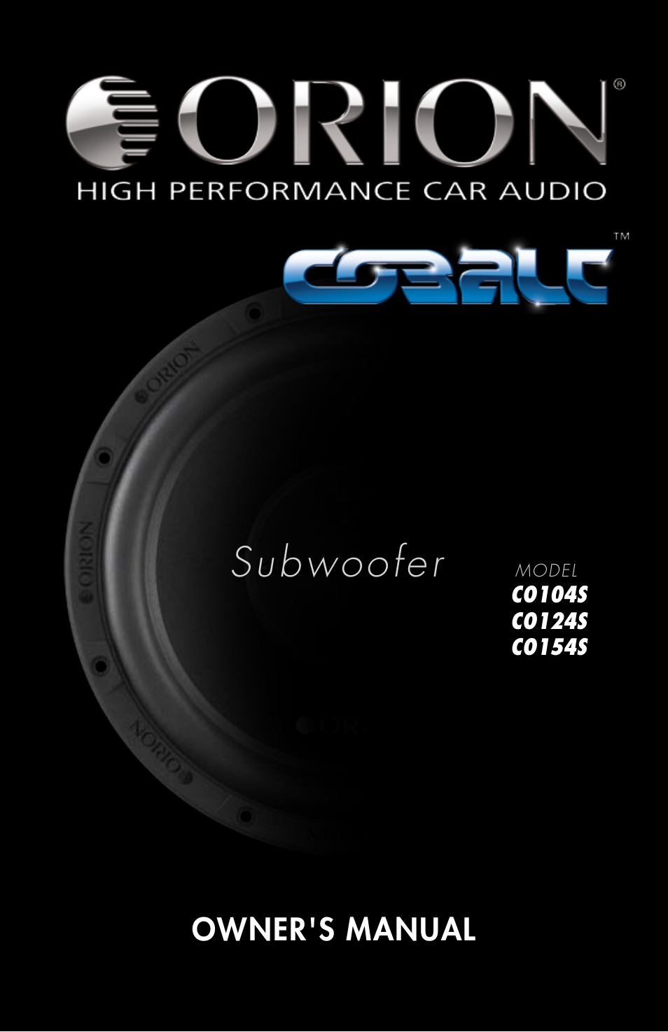Orion Car Audio Cobalt CO104S User Manual | 57 pages