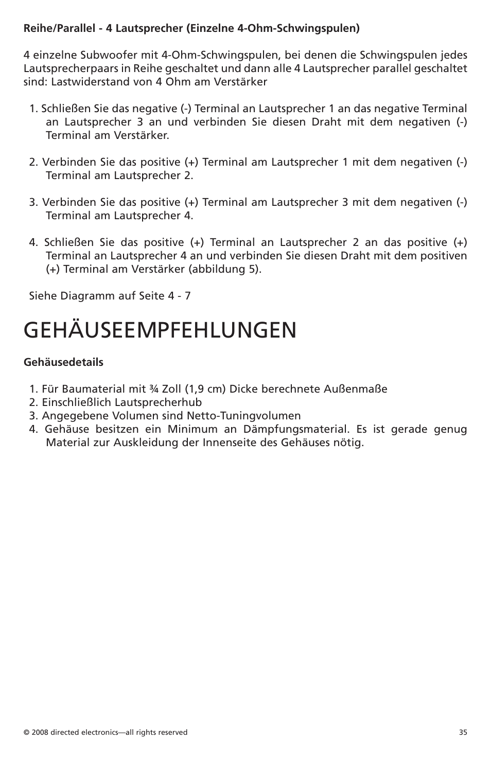 Gehäuseempfehlungen | Orion Car Audio Cobalt CO104S User Manual | Page 36 / 57