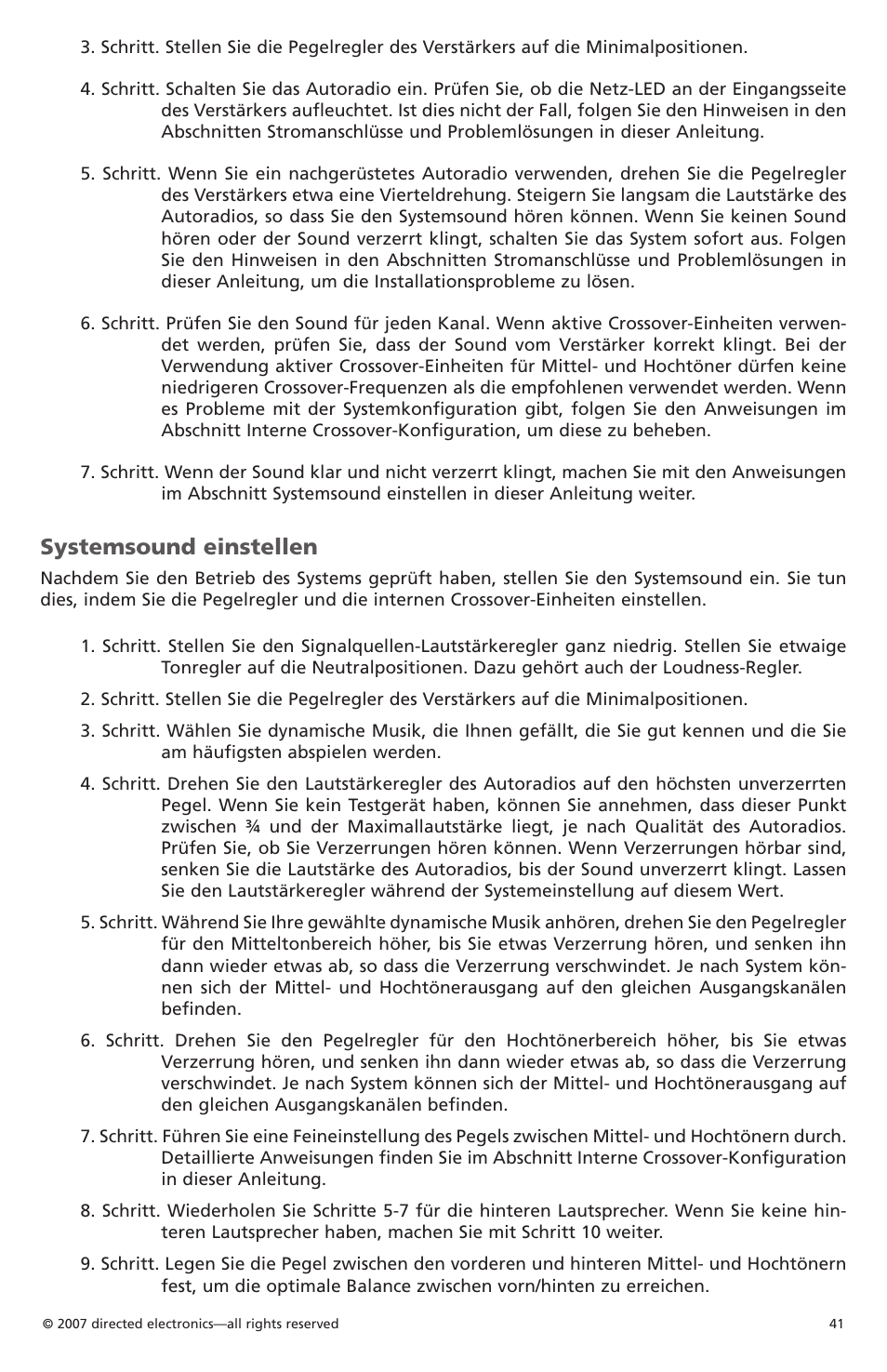 Systemsound einstellen | Orion Car Audio CO500.1 User Manual | Page 42 / 66