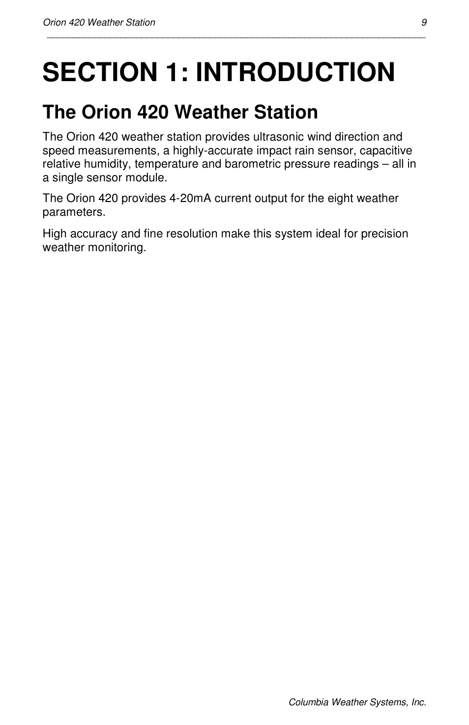 The orion 420 weather station | Orion Car Audio 420 User Manual | Page 9 / 50