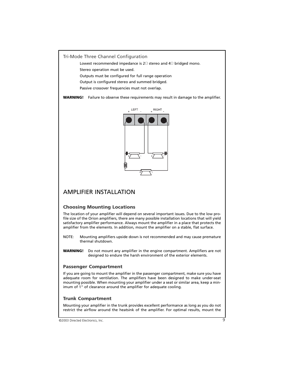 Amplifier installation | Orion Car Audio 3002 User Manual | Page 10 / 18
