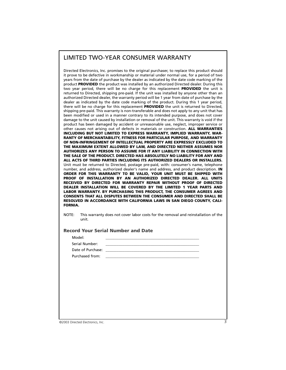 Limited two-year consumer warranty | Orion Car Audio 3002 User Manual | Page 4 / 18