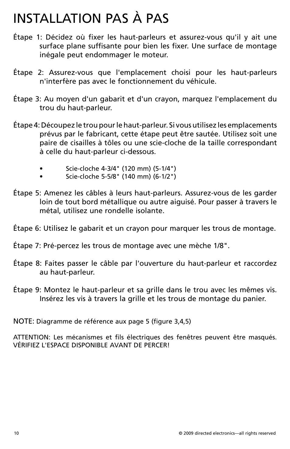 Installation pas à pas | Orion Car Audio CO500 User Manual | Page 11 / 29