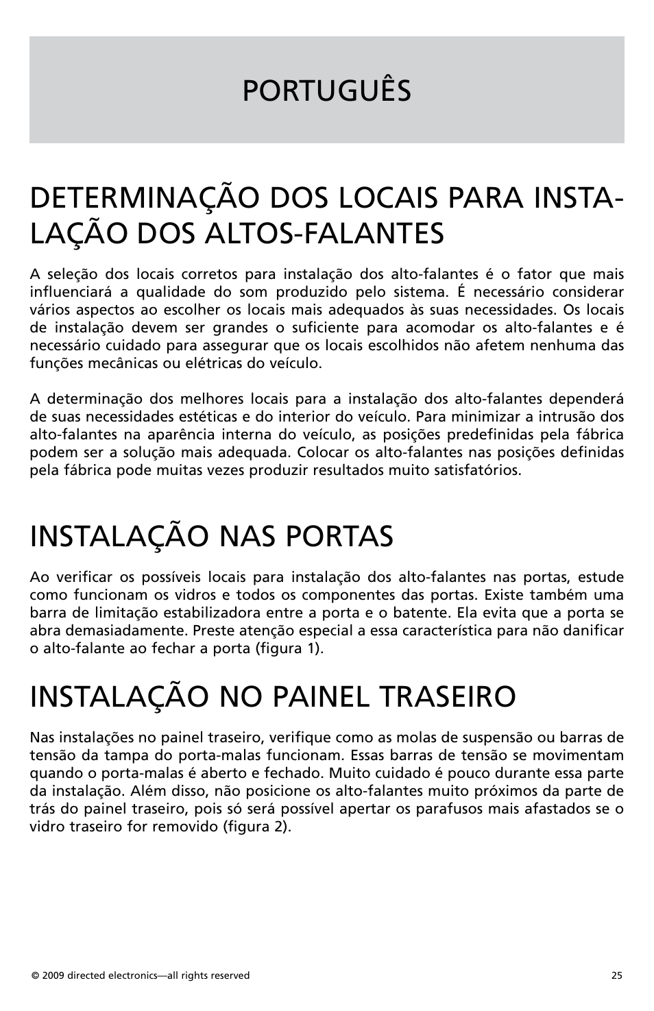 Instalação nas portas, Instalação no painel traseiro | Orion Car Audio CO500 User Manual | Page 26 / 29