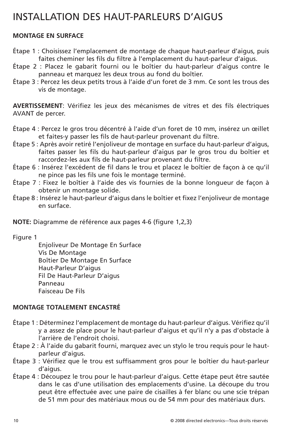 Installation des haut-parleurs d’aigus | Orion Car Audio XTR1002 User Manual | Page 11 / 30