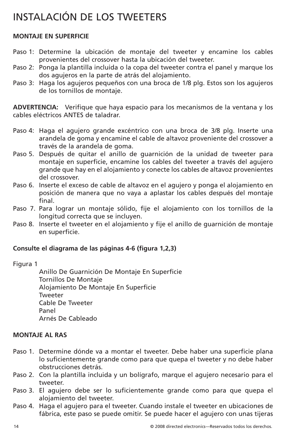 Instalación de los tweeters | Orion Car Audio XTR1002 User Manual | Page 15 / 30