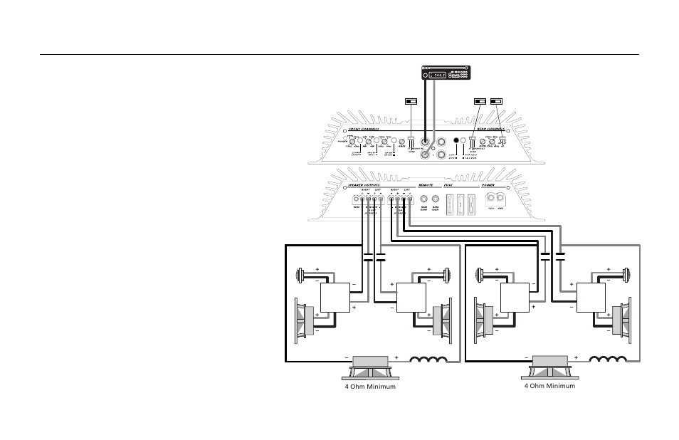 Speaker connections, Tri-mode 6-channel configuration, Page 23 | Orion Car Audio XTREME 600.4 User Manual | Page 23 / 44