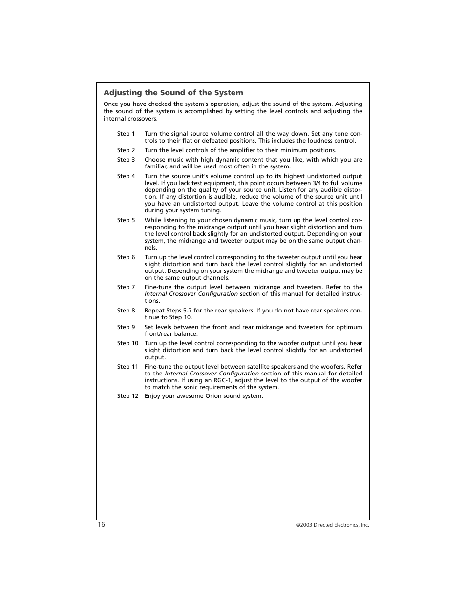 Orion Car Audio 8002 User Manual | Page 17 / 22