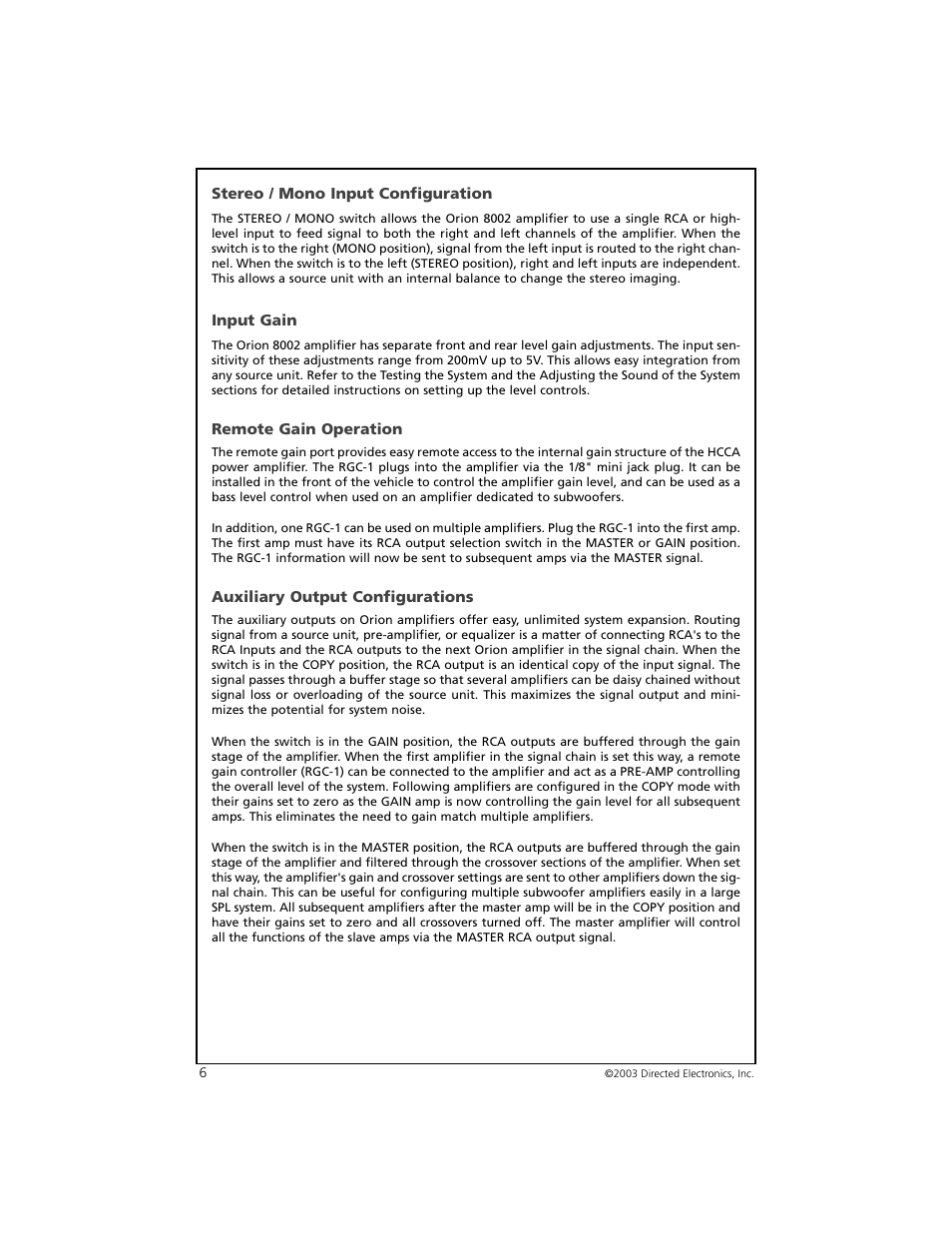 Orion Car Audio 8002 User Manual | Page 7 / 22