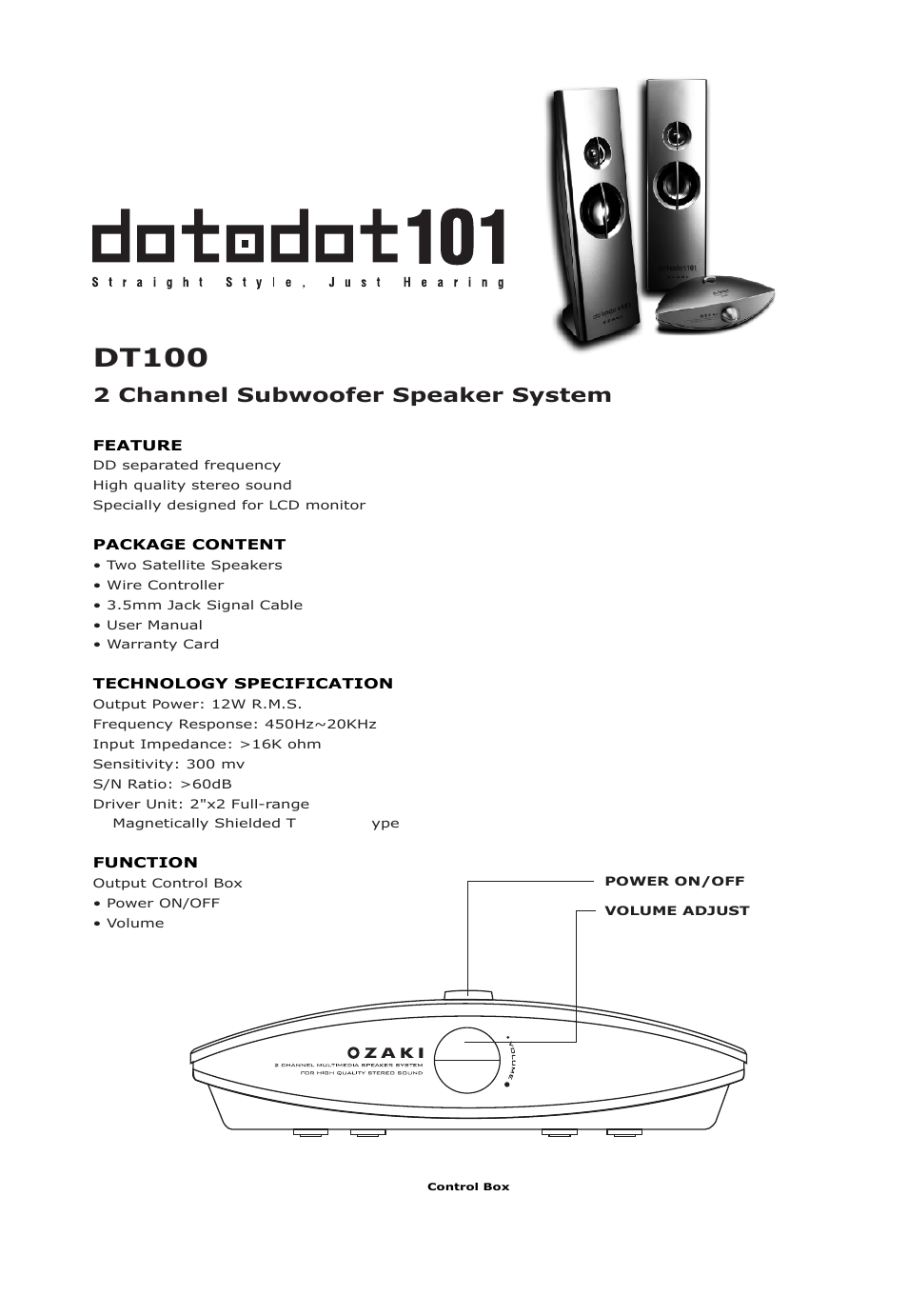 Dt100 | Ozaki Worldwide DT1012 User Manual | Page 2 / 7