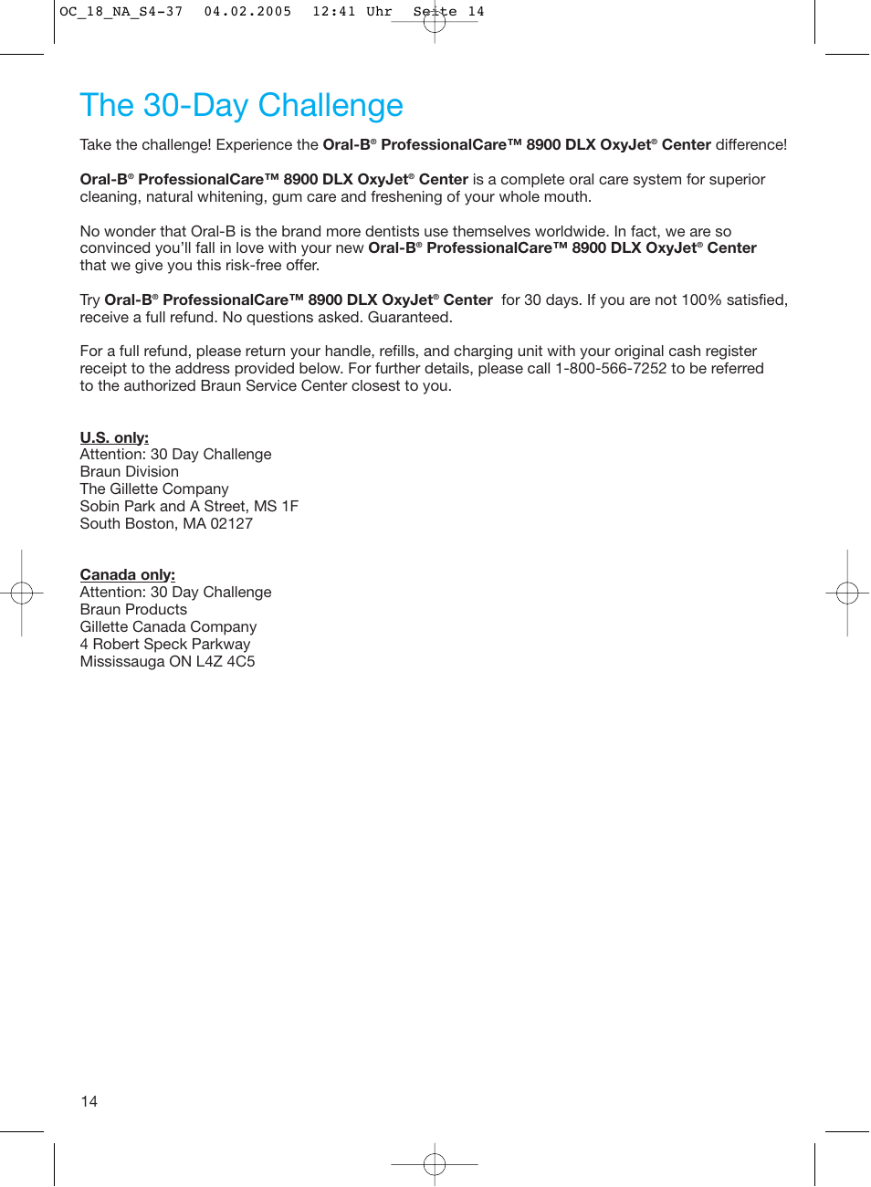 The 30-day challenge | Oral-B EM 3032 User Manual | Page 14 / 33
