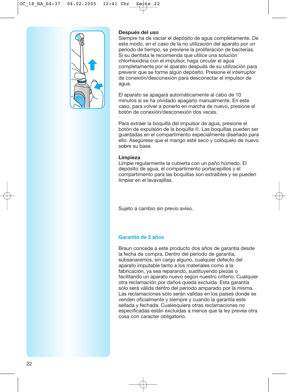 Oral-B EM 3032 User Manual | Page 22 / 33
