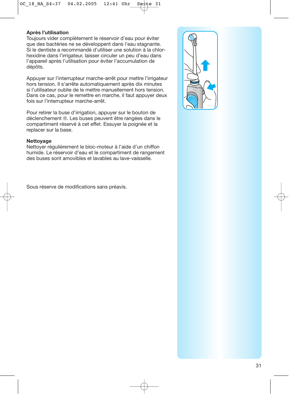 Oral-B EM 3032 User Manual | Page 31 / 33