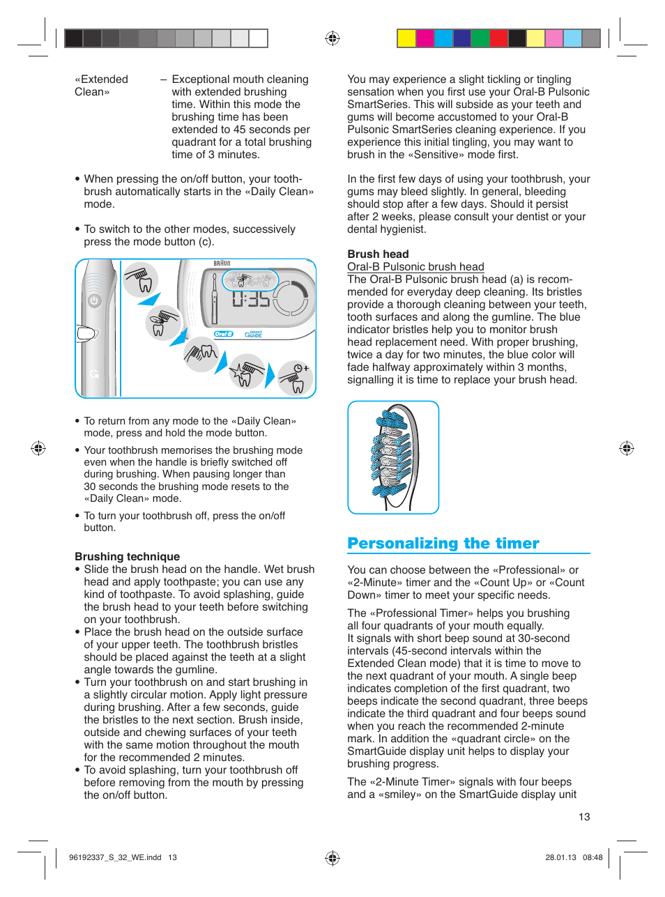 Personalizing the timer | Oral-B Pulsonic Smart Series S 32.533.5 User Manual | Page 13 / 80